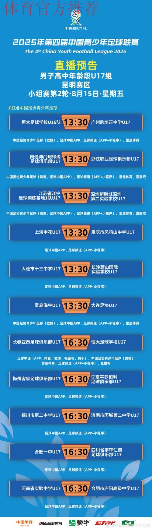 第一届中国青少年足球联赛(男子高中年龄段U17组)总决赛24强对阵出炉 第一届中国青少年足球联赛(男子高中年龄段U17组)总决赛24强对阵出炉